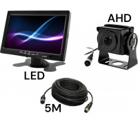 Nvox Monitor car lcd 7 cali 12/24v kabel 5m oraz kamera reversing 4pin zestaw ahd