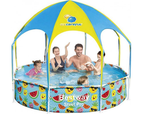 Amazon Bestway Swimming pool Rack dla dzieci z zadaszeniem Steel Pro UV Careful 8' x 20/2.44m x 51cm 56432