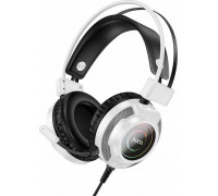 Hoco HOCO słuchawki przewodowe USB A + Jack 3,5 mm z mikrofonem gaming W110 2 m białe