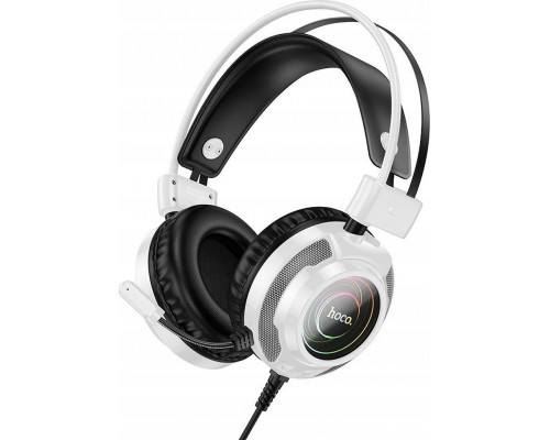Hoco HOCO słuchawki przewodowe USB A + Jack 3,5 mm z mikrofonem gaming W110 2 m białe