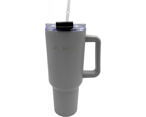 Kamille STALOWY THERMAL MUG TERMOS 1200ml Z RĄCZKĄ I SŁOMKĄ KM-2173