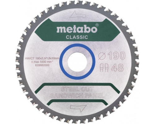 METABO CIRCULAR SAW FZ/FA 190x30x48z STEEL CUT/SANDWICH PANEL CLASSIC