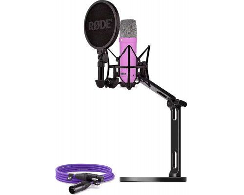 Rode NT1 Signature fioletowy + kabel XLR + statyw biurkowy (BUROINT1PU)