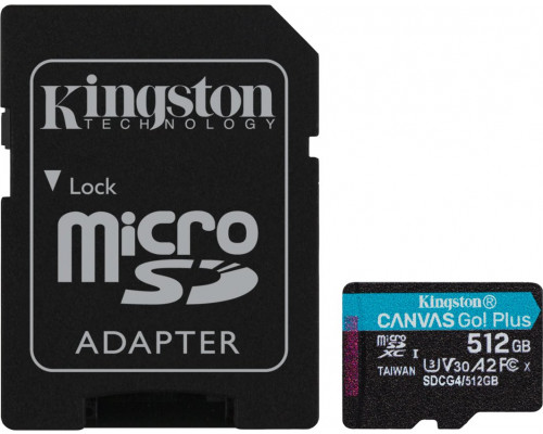 SD  Kingston Canvas Go! Plus (Gen4) MicroSDXC 512 GB Class 10 UHS-I/U3 A2 V30 (SDCG4/512GB)