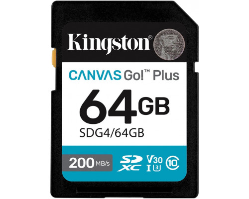 SD  Kingston Canvas Go! Plus (Gen4) SDXC 64 GB Class 10 UHS-I/U3 V30 (SDG4/64GB)
