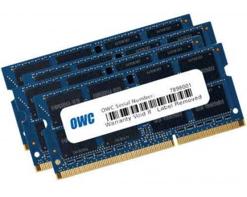 OWC 4x 8GB, 1600MHz, DDR3L, PC12800, 32 GB, 4 x 8 GB, DDR3, 1600 MHz, 204-pin SO-DIMM, Blue