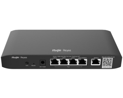 Ruijie Reyee RG-EG105G-V3| Router, VPN, 5 portów, 5xGbit, 1xWAN, 3xLAN, 1xLAN/WAN, Cloud,