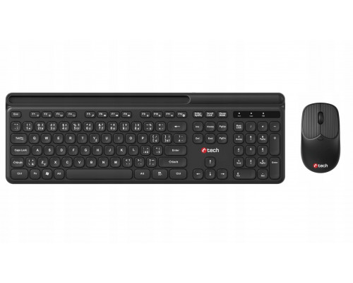C-Tech C-TECH klawiatura z myszą WLKMC-05B Bezprzewodowy zestaw 2.4GHz CZ Black