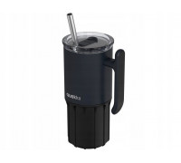 Quokka Umi - Thermal mug of steel stainlessj 720 ml with a straw i silikonową podstawką (Black)