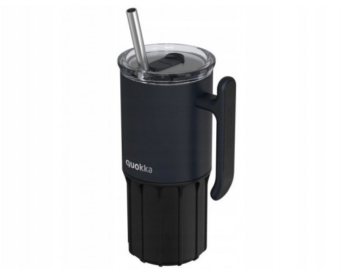 Quokka Umi - Thermal mug of steel stainlessj 720 ml with a straw i silikonową podstawką (Black)