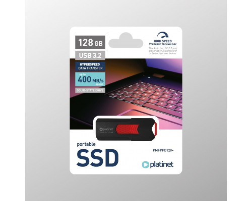 PLATINET PORTABLE SSD DRIVE USB 3.2 UP TO 400MB/s 128GB BLACK [46157]