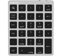 LogiLink Keypad, BT 5.0, 28 keys, aluminum, grey