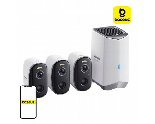 Zestaw 3 kamer zewnętrznych N1 Baseus 2K (biały)