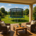 Garden trampoline dla dzieci 435cm with outer mesh i drabinką