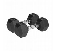 Dumbbells cast iron gumowane HEX 2x7.5 kg REBEL ACTIVE