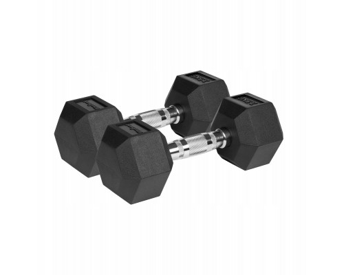 Dumbbells cast iron gumowane HEX 2x7.5 kg REBEL ACTIVE