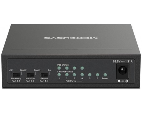 MERCUSYS switch MS106P (6x100Mb/s,4xPoE+,67W,fanless)