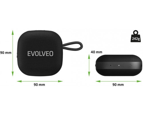 EVOLVEO TopSo, bezdrátový vodotěsný bluetooth reproduktor s rádiem, černý