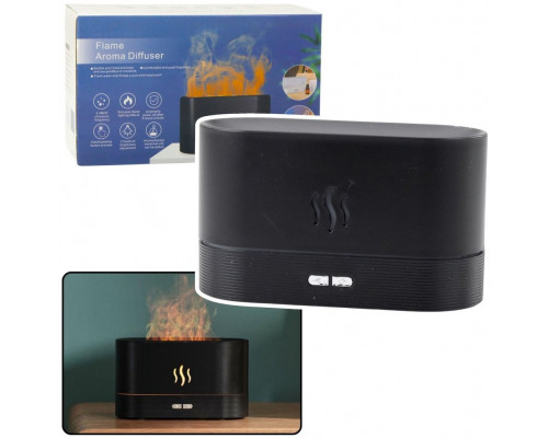 Nawilżacz Powietrza Dyfuzor Aromaterapia Efekt Ognia Kominek Black 180ml