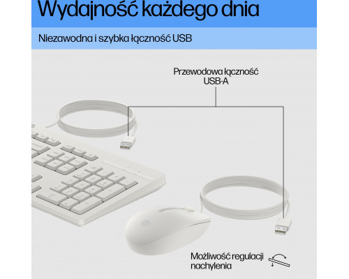 HP 225 - Tastatur-und-Maus-Set - 100% - full size - USB - QWERTZ - Deutsch - Cashmere White