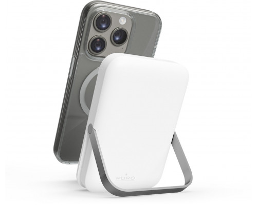 PURO Stand Power Mag, 5000 mAh, Lithium Polymer (LiPo), Wireless charging, 5 V, Silver, White