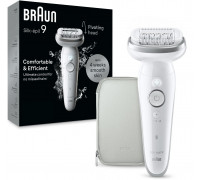 Braun Silk-épil 9 9-011, Silver, White, 40 tweezers, MicroGrip, 0.5 mm, Battery, Built-in battery