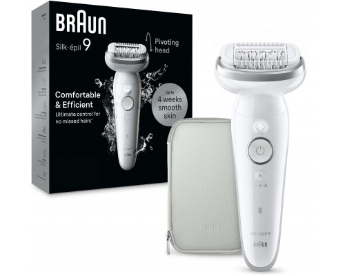 Braun Silk-épil 9 9-011, Silver, White, 40 tweezers, MicroGrip, 0.5 mm, Battery, Built-in battery