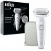 Braun Silk-épil 9 9-011, Silver, White, 40 tweezers, MicroGrip, 0.5 mm, Battery, Built-in battery