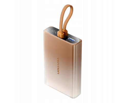 Vention 10000 mAh USB-C + Lightning + USB-A 22.5W ar displeju LED miedziany