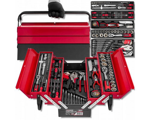 Skrzynka narzędziowa, metalowa z zestawem narzędzi 85el.