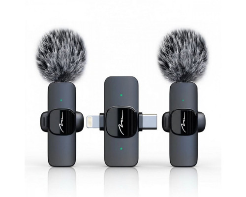 MICRO-MIC DUO - 2x Bezprzewodowy mikrofon krawatowy (zestaw), na klipsie, iOS & Android (OTG), mini, superczuły. USB-C & LIGHTNING
