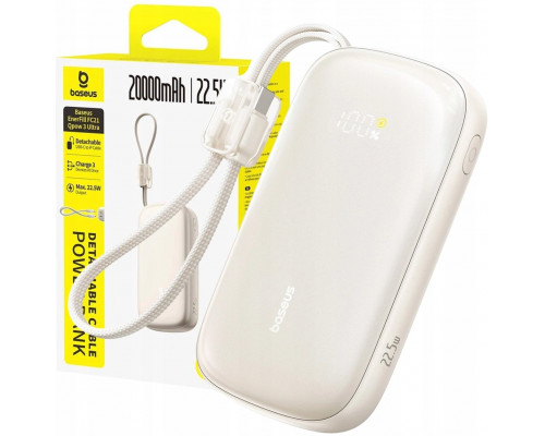 Baseus EnerFill FC21 Qpow 3 Ultra 20000mAh 22.5W ar displeju z dołączonym kablem - beżowy
