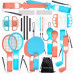 Pjacket accessories rodwith innych 23 w 1 for console Nintenfor Switch 2 - with estaw pomarańcwith owy i blue