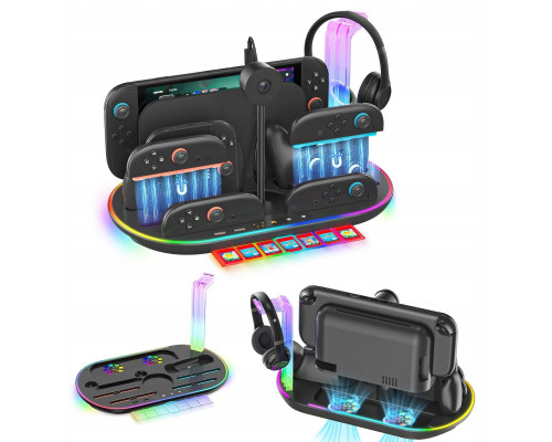 Station Ładująca Rgb + Organiwith er For Nintenfor Switch 2 Ns 2 Joy-con Pro Pad / Jys-ns2322-v1 / Cwith arny