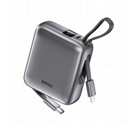 BWOO  P74 22.5W 10000 mAh  2 wbudowanymi kablami 1 x USB-C 1 x Lightning srebrny