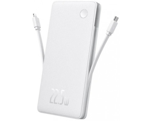 Baseus Airpow Lite 10000mAh 22,5W with a built-ini kablami USB-C i Lightning - biały