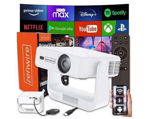 Zenwire Mini Przenośny Rzutnik Android 14 WiFi 360 Full HD 4K do Telefonu Zenwire IMC260