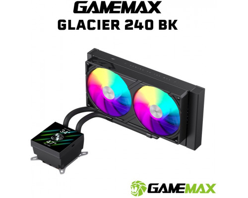 GameMax Gamemax CPU Liquid Cooler | GLACIER 240 LCD BK | Black | Intel, AMD