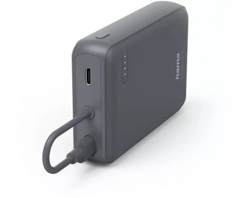 Hama HAMA POWER PACK TRAVEL Z WBUDWANYM KABLEM 10000 mAh 2x USB-C, Grey