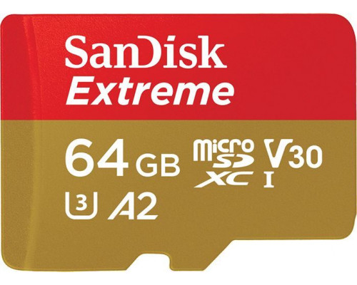 SD  SanDisk Extreme MicroSDXC 64 GB Class 10 UHS-I/U3 A2 V30 (SDSQXA2-064G-GN6AA)