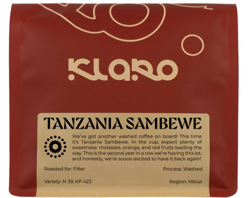 Klaro Klaro - kawa ziarnista Tanzania Sambewe Washed Filter 250 g