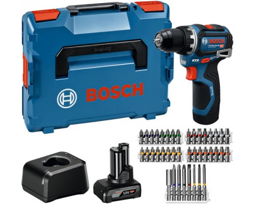 Bosch Powertools Batteryowa GSR 12V-32 Professional, 12Volt (Blue/Black, Battery litowo-jonowy 2,0Ah + 4,0Ah, 40-częściowy zestaw akcesoriów, L-BOXX) (06019N7005)