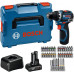 Bosch Powertools Batteryowa GSR 12V-32 Professional, 12Volt (Blue/Black, Battery litowo-jonowy 2,0Ah + 4,0Ah, 40-częściowy zestaw akcesoriów, L-BOXX) (06019N7005)