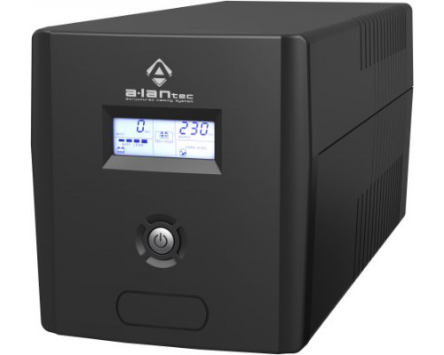UPS Alantec Power awaryjny UPS 1000VA/600W, 220V/50Hz, obudowa Tower, LCD, 4×CEE 7/3, USB, akumulatory VRLA 2×7Ah, kabel USB A-B 1.2 m, kabel zasilający CEE 7/7 1.4 m (AP-BK1000-02)