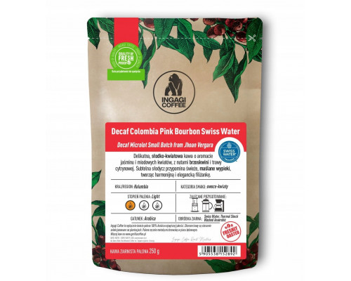 Ingagi Coffee Decaf Colombia Pink Bourbon Swiss Water 250g - Kawa bezkofeinowa (5905538152892)