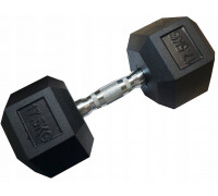 Kubisport Hantla jednoręczna sześciokątna gumowana ciężarek solidny 17,5 kg (Kub_05-CB17/5HEX)