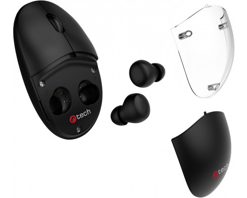 C-Tech Z TWS słuchawkami Dual mode WLM-21, bezprzewodowa, BT5.0 + 2,4GHz, 1600DPI, 3 przyciski, USB nano receiver, czarna (WLM-21BK)