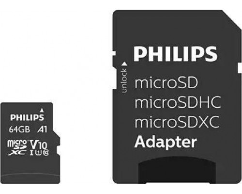 SD  Philips MicroSDXC 64 GB Class 10 UHS-I/U1 A1 V10 (FM64MP45B/10)