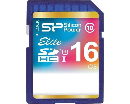 SD  Silicon Power Elite SDHC 16 GB Class 10 UHS-I/U1  (SP016GBSDHAU1V10)