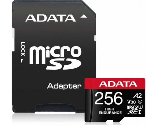SD  ADATA High Endurance MicroSDXC 256 GB Class 10 UHS-I/U3 A2 V30 (AUSDX256GUI3V30SHA2-RA1)